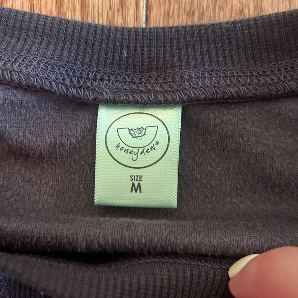 Honeydew Intimates Dark Purple Velour Like Crewneck Sweater Women’s Size Medium - Picture 3 of 7